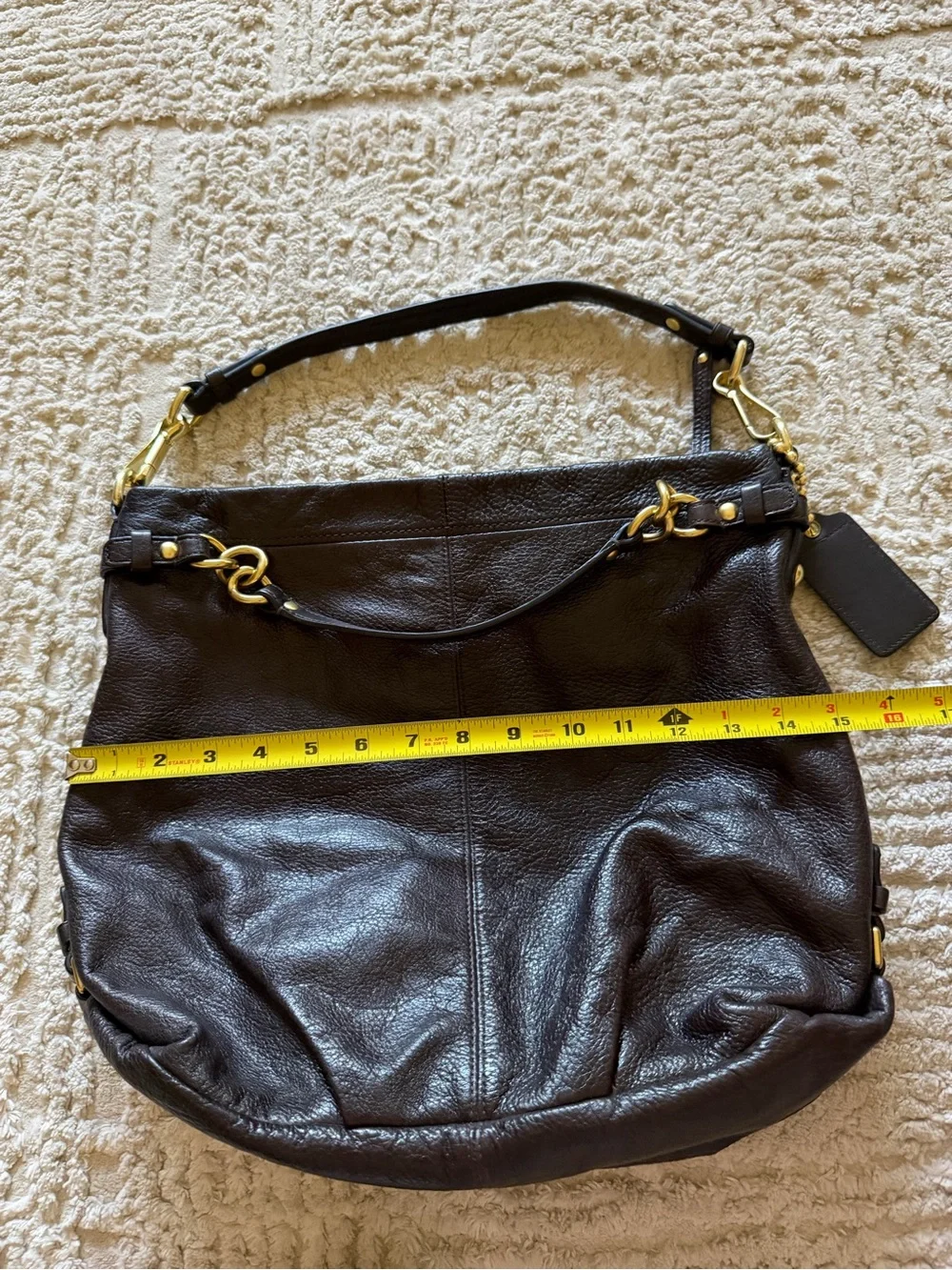 Coach Brooke Hobo bag dark brown pebbled leather